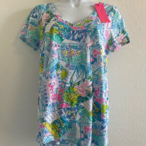 Lilly Pulitzer Etta V-Neck Top Wish you were here Size Small NWT